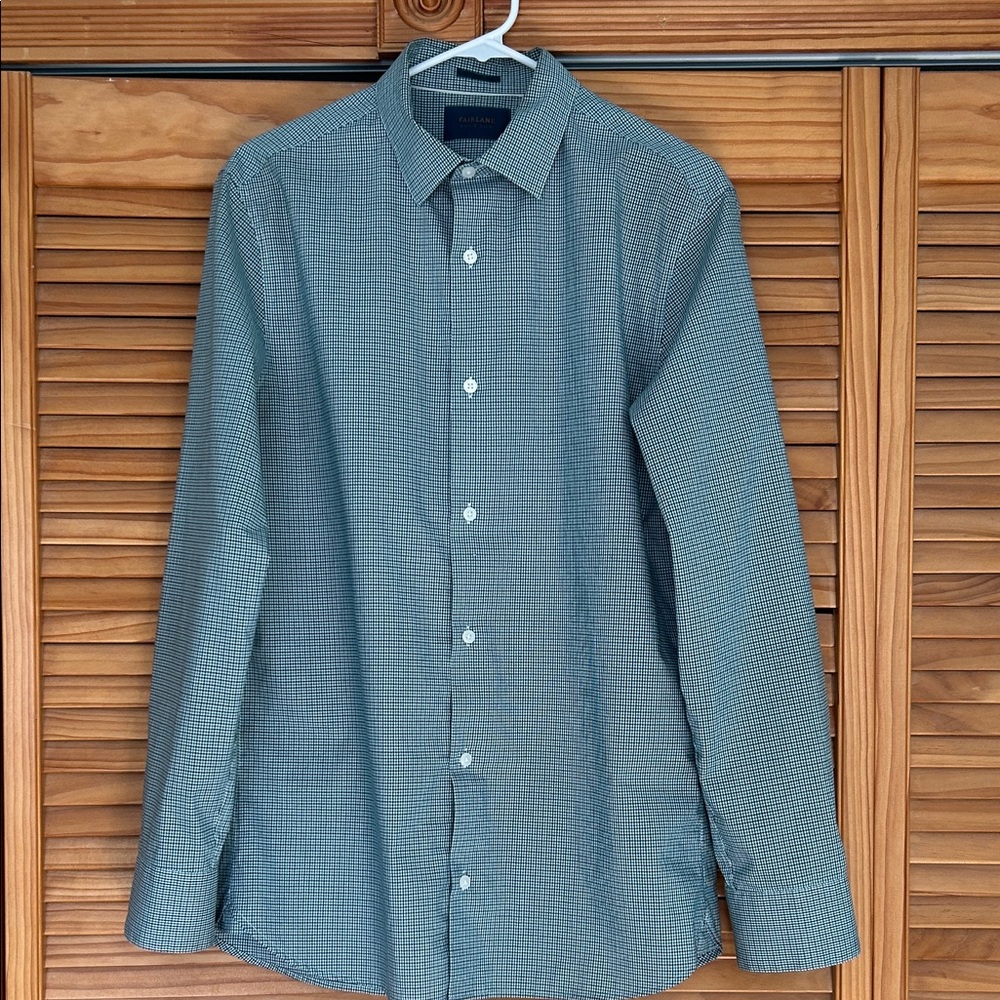 Men's Fairlane Navy Blue and Green Checkered Shirt Size Medium